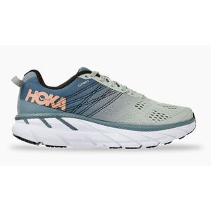 Hoka One One Clifton Women's Running Shoes in Sage Green and Peach